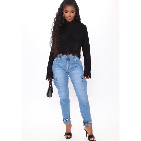 Distressed Crop Turtleneck Sweater - Picture 2 of 3